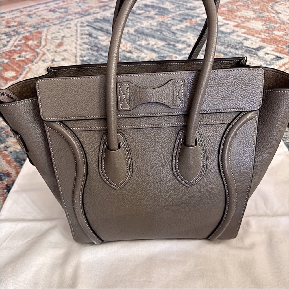SOLD‼️Celine small luggage top handle satchel Gray taupe Leather Tote Bag - Picture 9 of 16